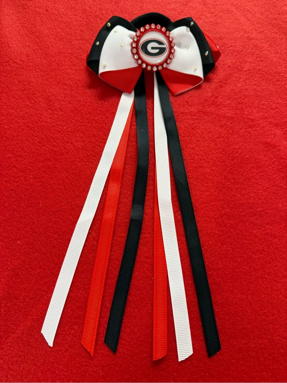 Georgia Red Black White Bow Hair Tie